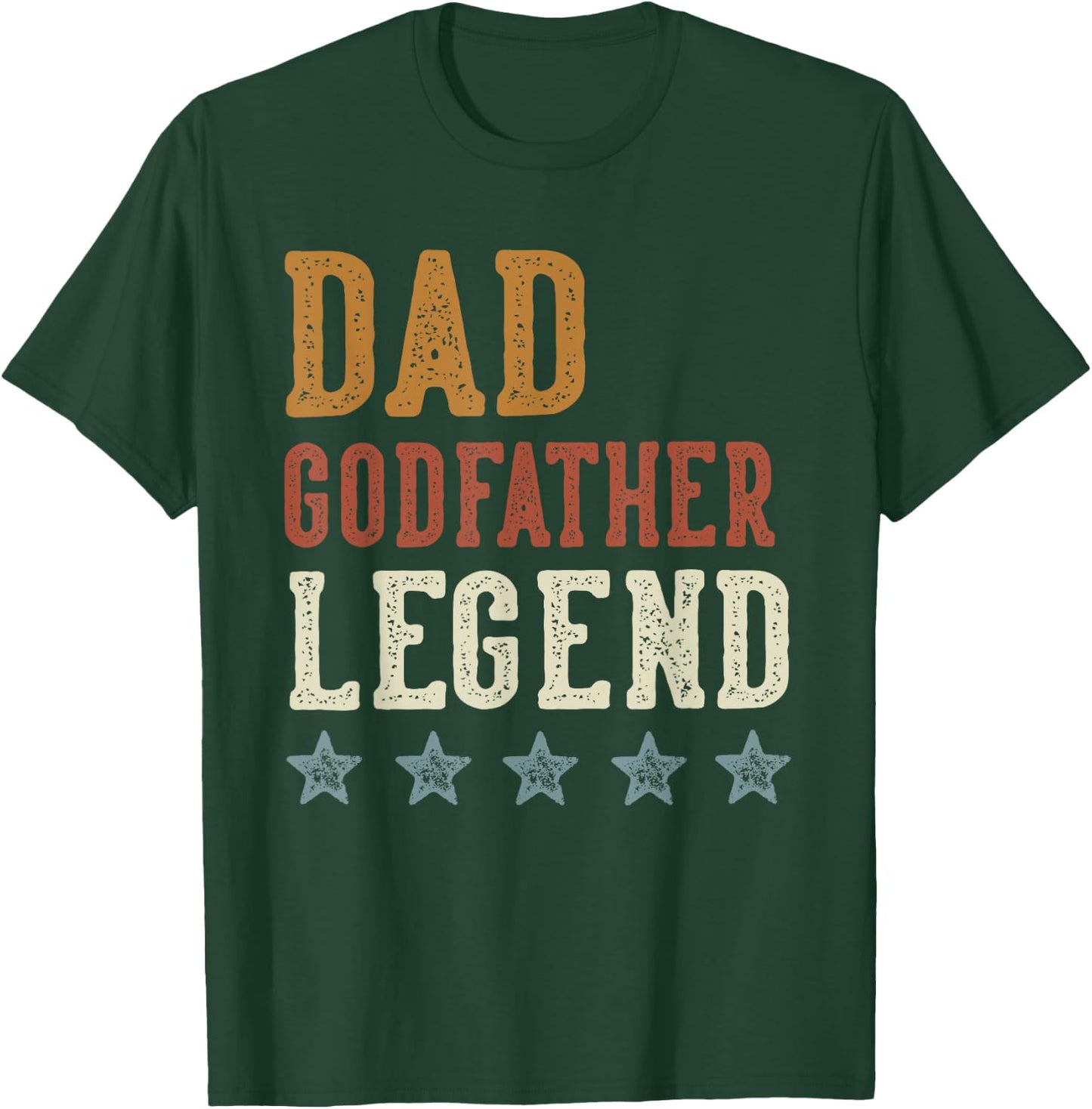 Dad Godfather Legend - Classic Retro Distressed Lettering T-Shirt - T-Shirt | Forest