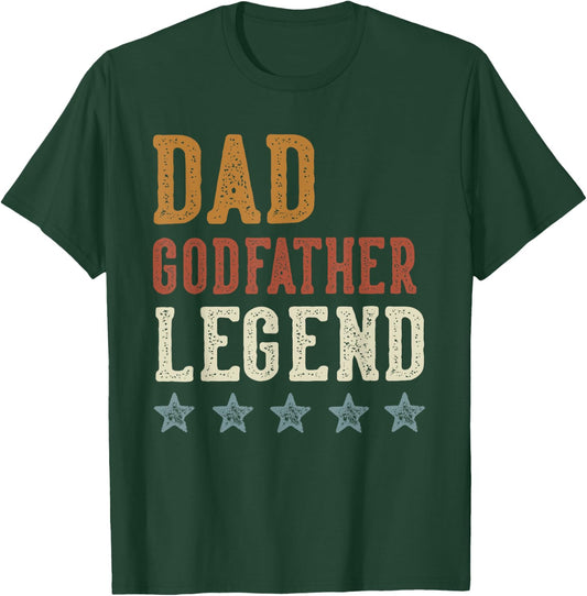 Dad Godfather Legend - Classic Retro Distressed Lettering T-Shirt - T-Shirt | Forest