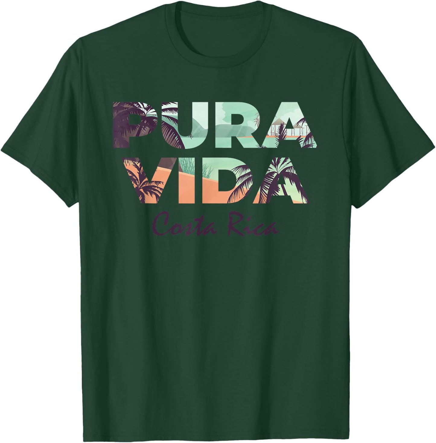 Pura Vida Costa Rica Colorful Tropical Beach , gray T-Shirt - T-Shirt | Forest