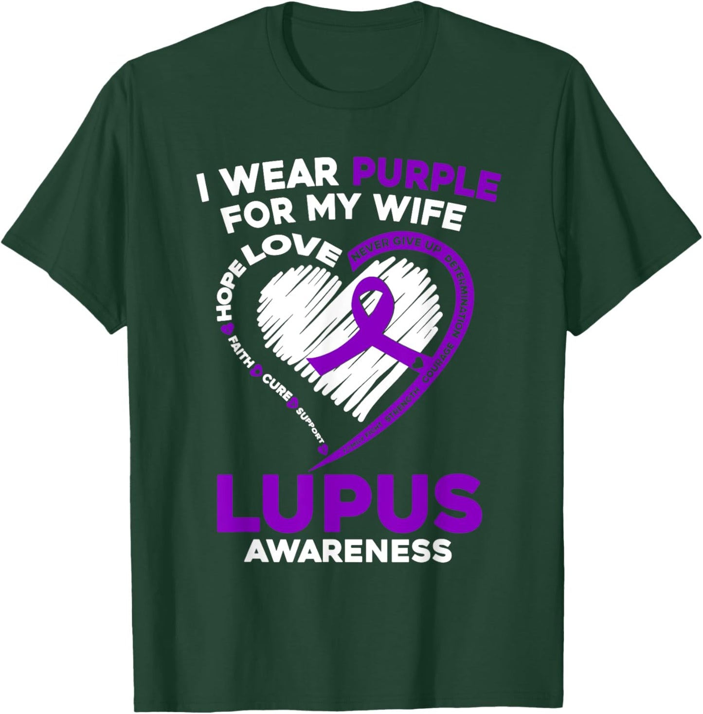 Wear Purple For My Wife Lupus Awareness Purple Support T-Shirt - T-Shirt | Forest