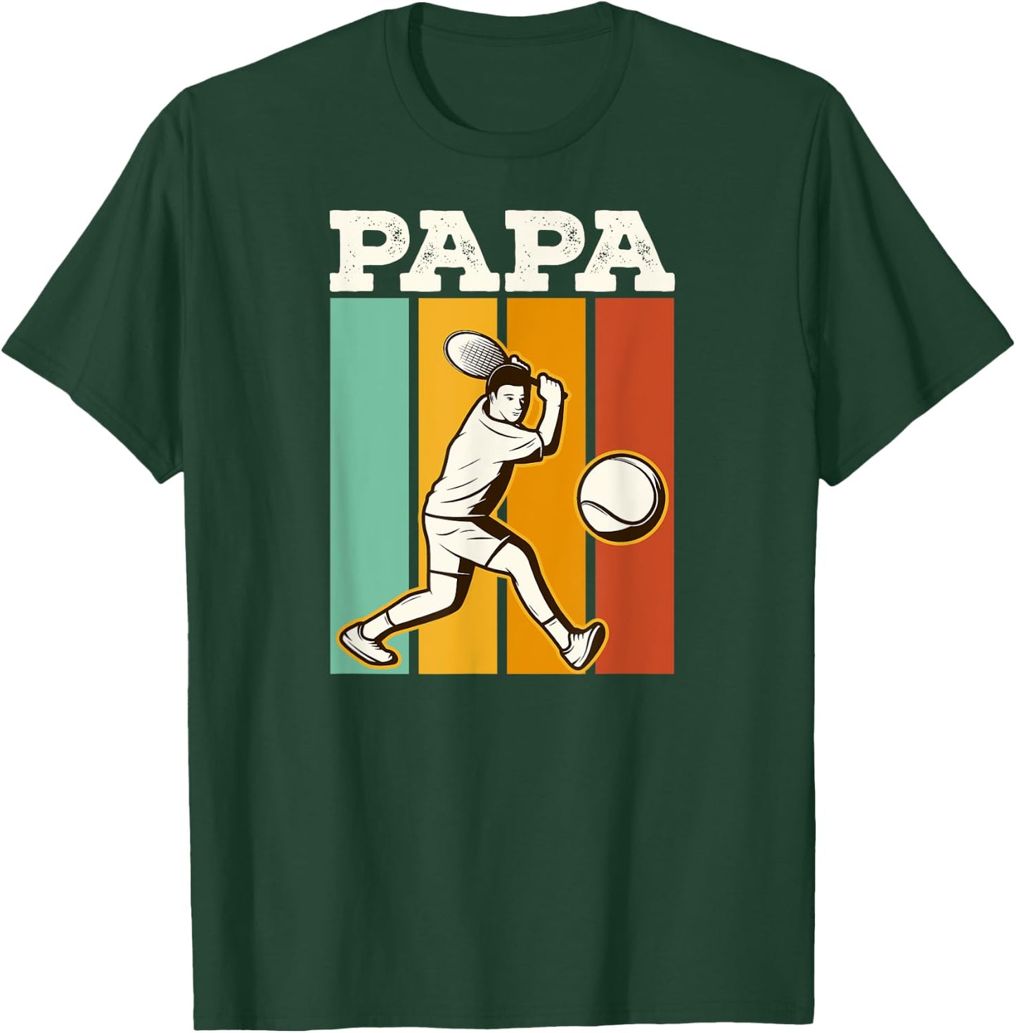 Tennis Papa 70s Retro Style Tennis Fathers Day T-Shirt - T-Shirt | Forest