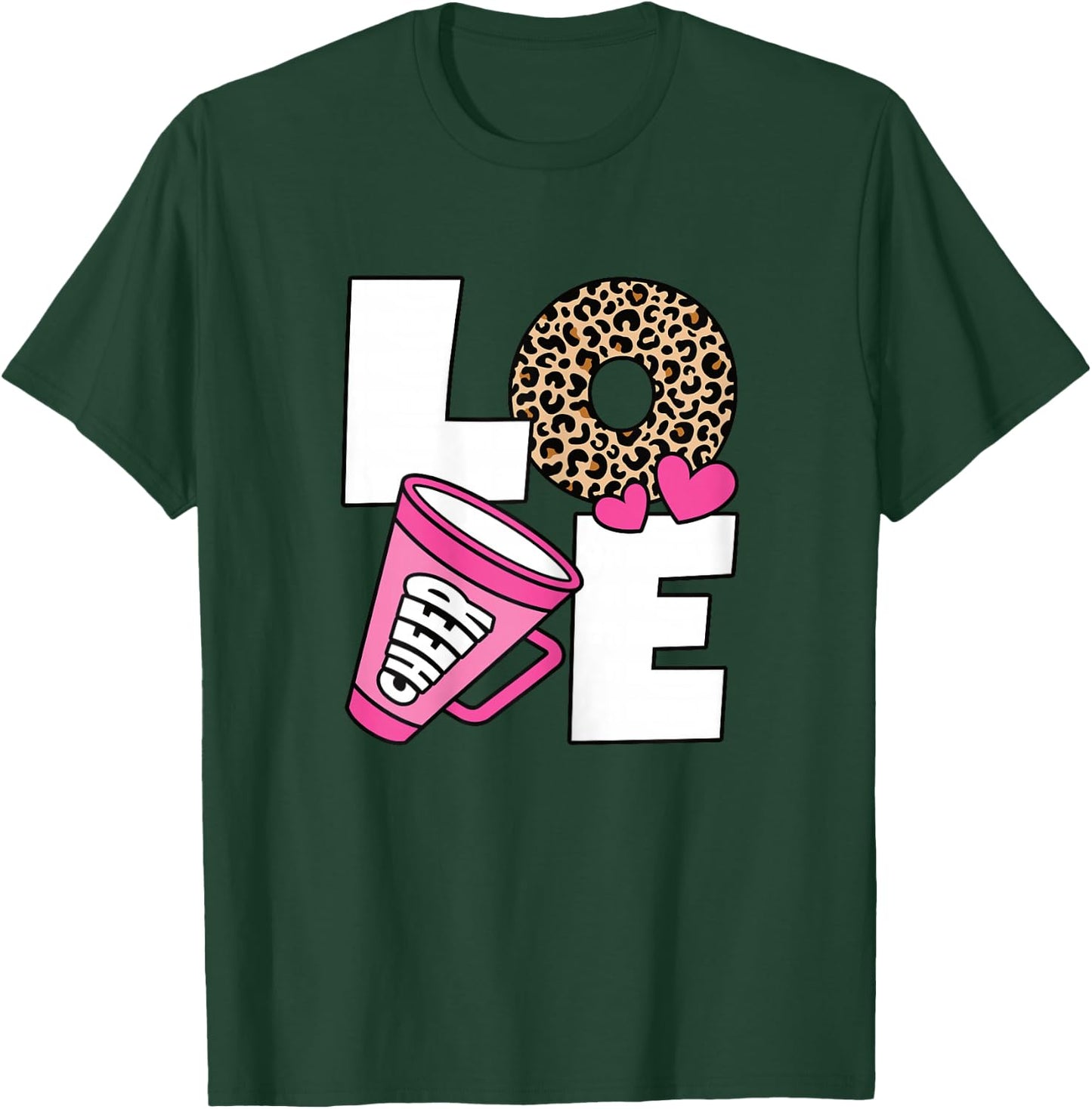 Cute Love Cheer Cheerleader Cheerleading Women Girls T-Shirt - T-Shirt | Forest