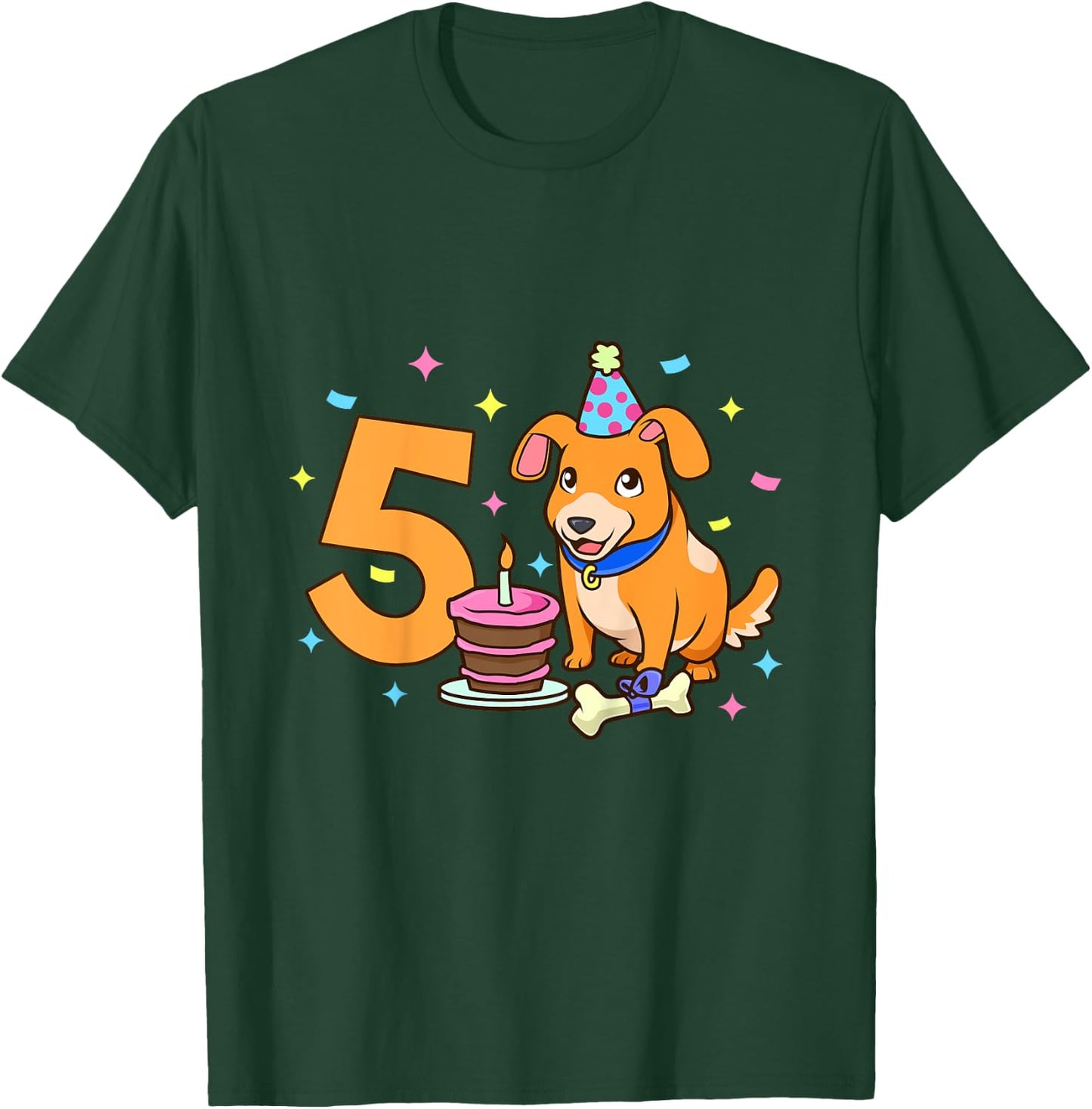 Geburtstagsshirt Hund - Kinder Geburtstag 5 Jahre T-Shirt - T-Shirt | Forest