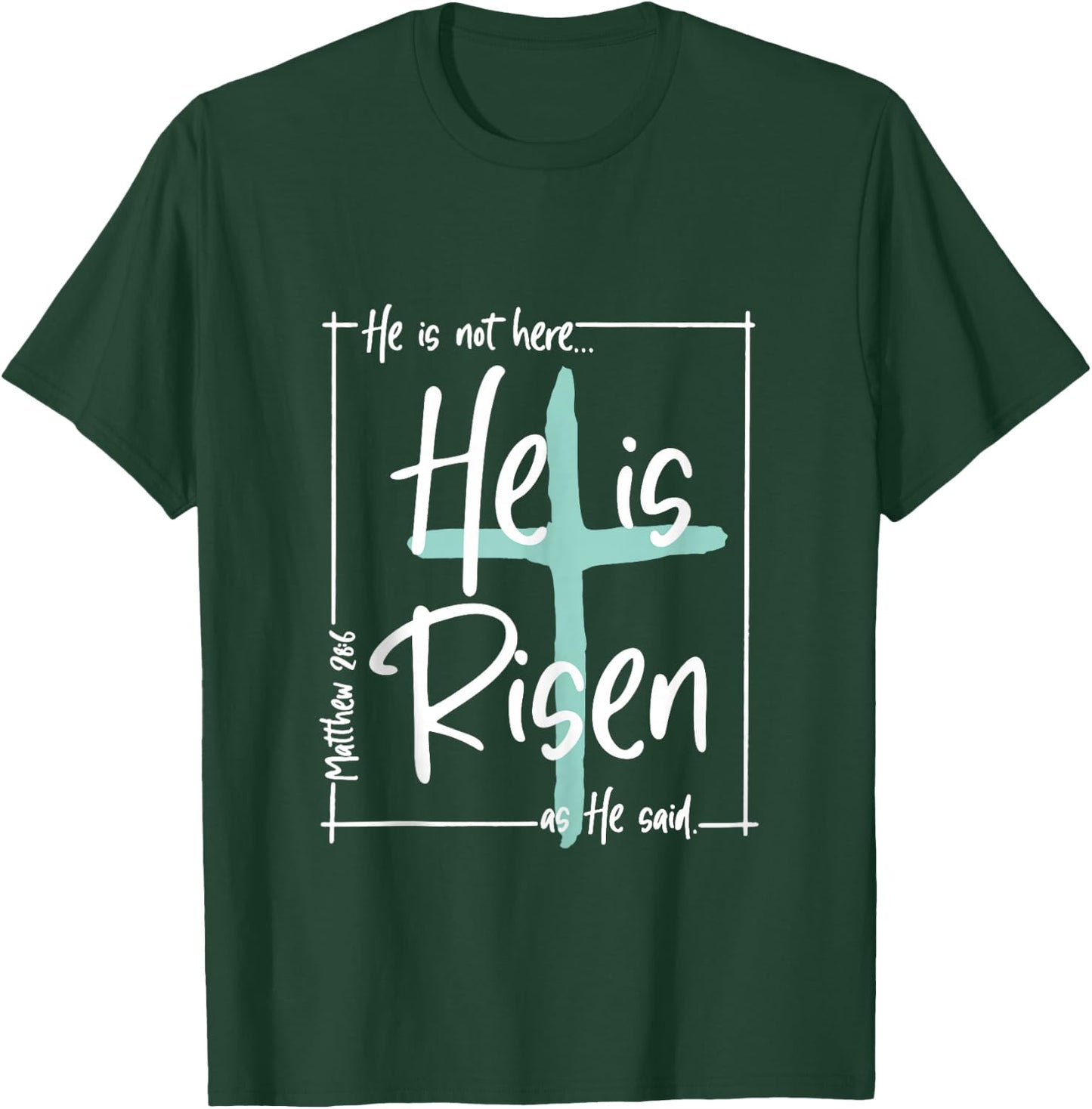 He Is Risen Shirt Easter Christian Cross Men Women Kids T-Shirt - T-Shirt | Forest