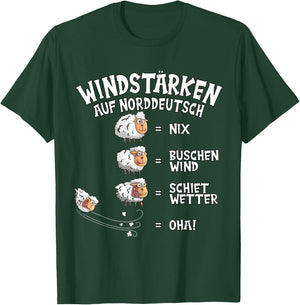 Wind Force in North German Sheep Nix Büschen Shiet Weather , black T-Shirt - T-Shirt | Forest