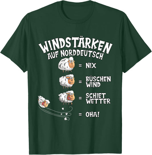 Wind Force in North German Sheep Nix Büschen Shiet Weather , black T-Shirt - T-Shirt | Forest