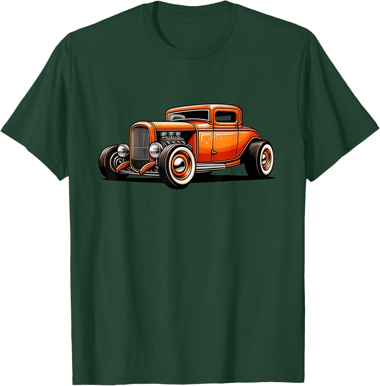 Classic Hot Rod Retro Vintage Custom Hotrod Car Illustration T-Shirt - T-Shirt | Forest
