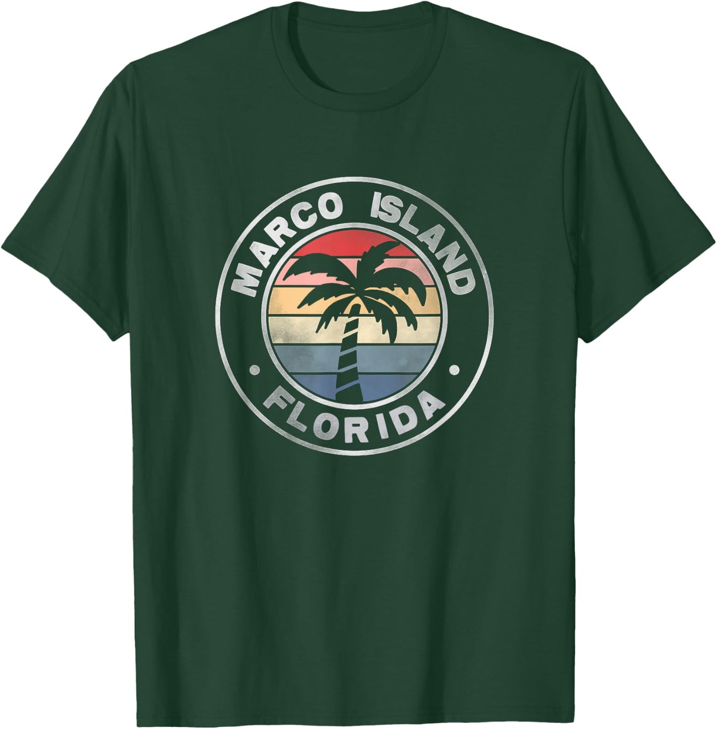 Marco Island Florida Sunset Palm Trees Beach Retro T-Shirt - T-Shirt | Forest