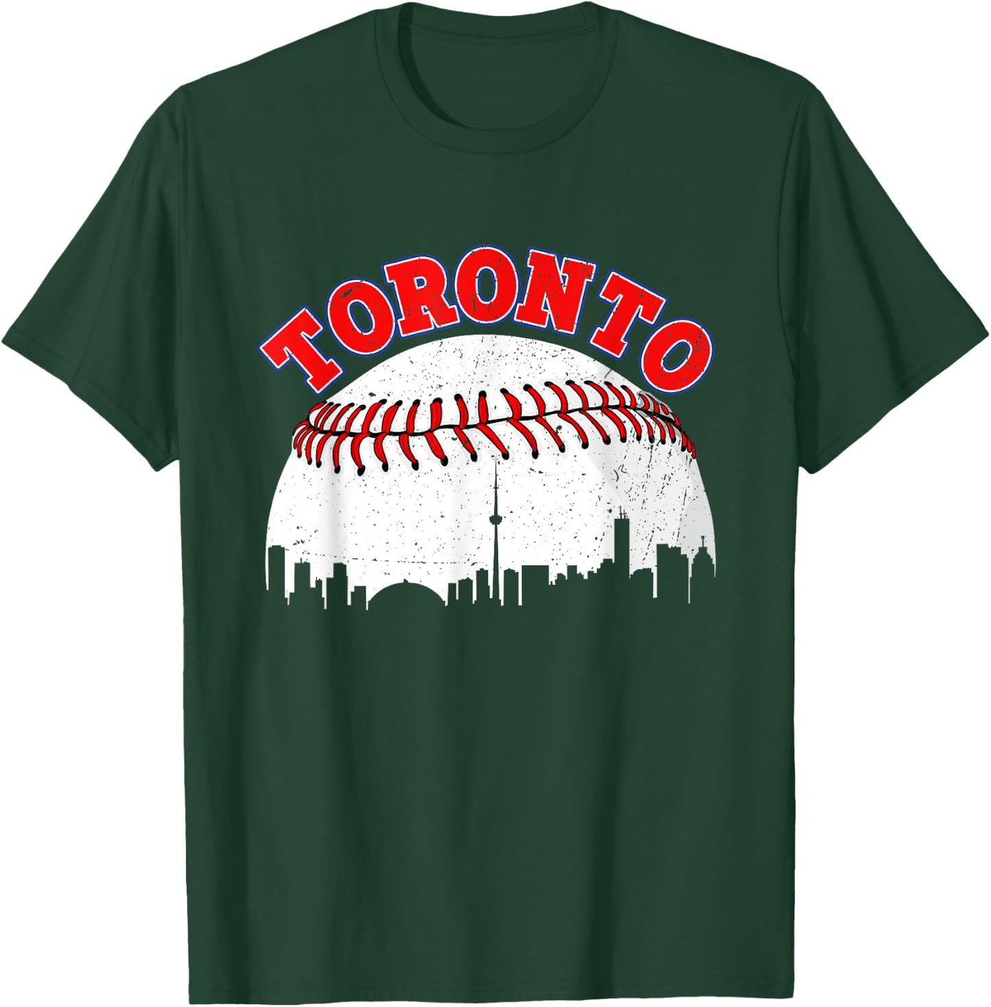Distressed Baseball Toronto Cityscape Women T-Shirt - T-Shirt | Forest