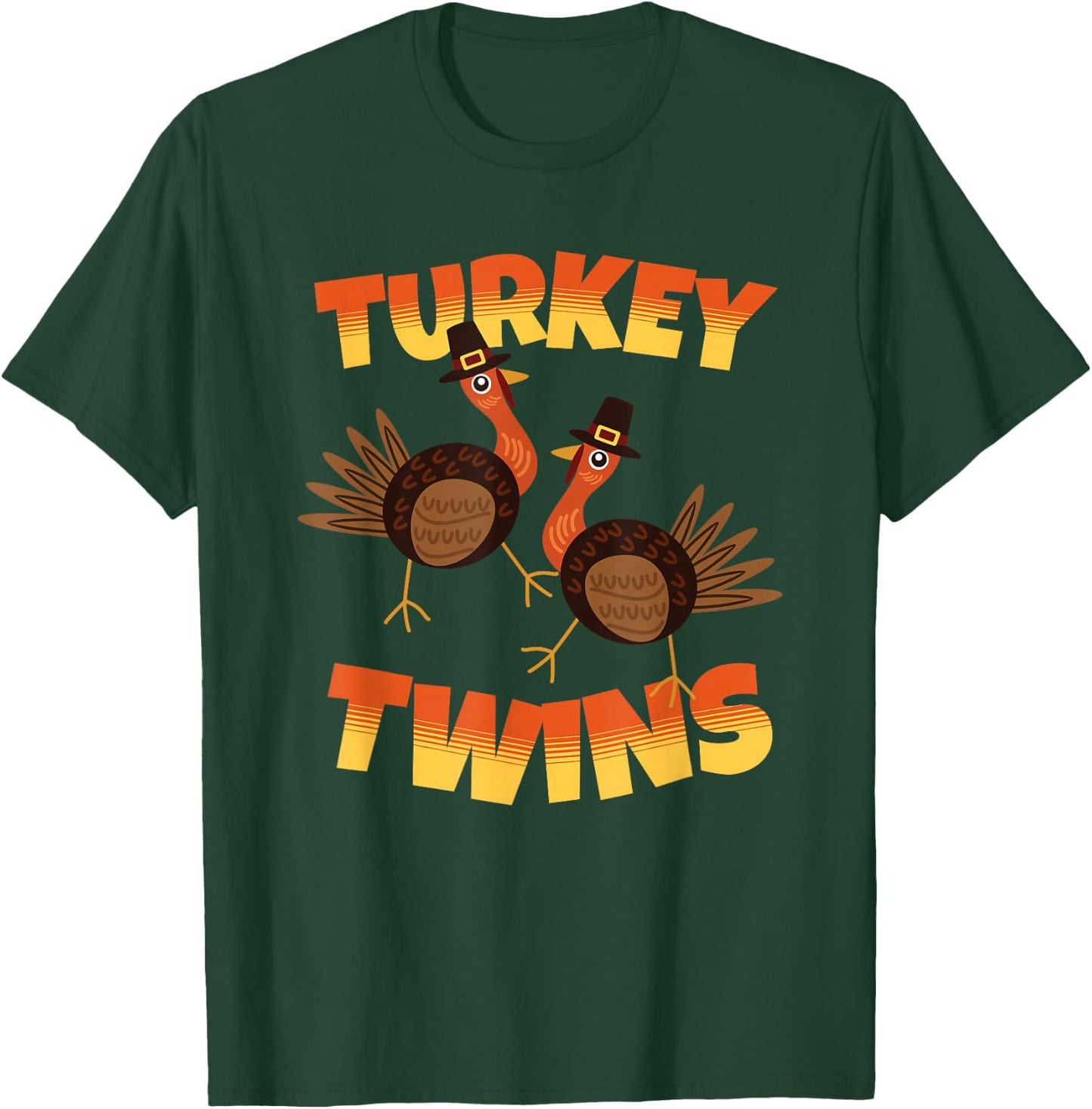 Thanksgiving Matching Twins Turkeytwins Funny Humor Turkey T-Shirt - T-Shirt | Forest