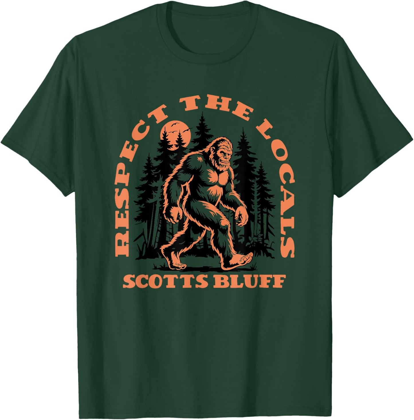 Scotts Bluff Bigfoot Respect the Locals Retro Sasquatch T-Shirt - T-Shirt | Forest