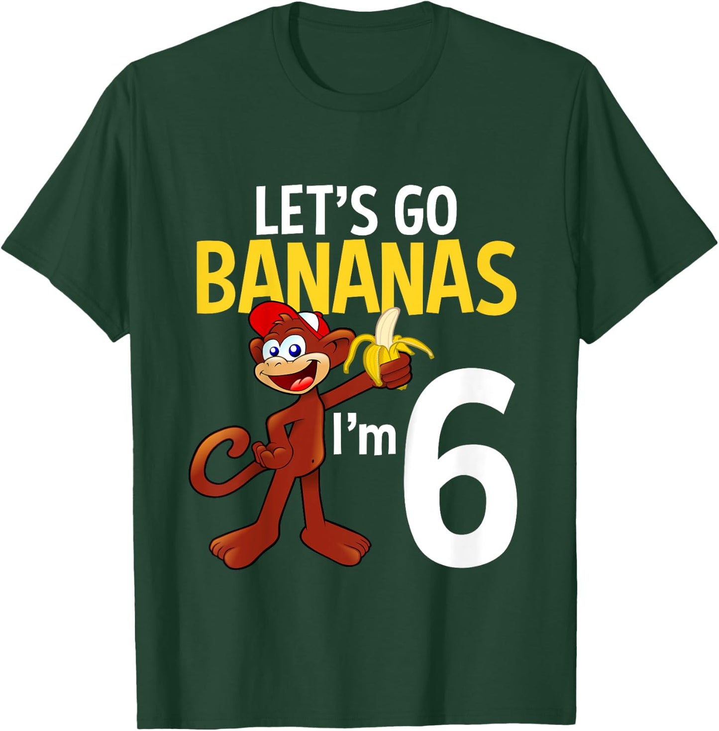 6 Year Old Monkey Birthday Party Zoo Animal Theme 6th Gift T-Shirt - T-Shirt | Forest