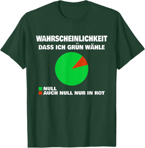 Green No Thank You Wahrscheinlichkeit dass ich Grün wähle Null , black T-Shirt - T-Shirt | Forest