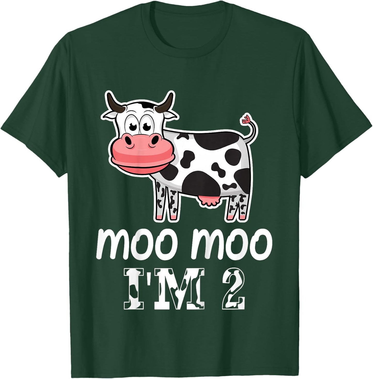 Moo Moo I'm Two Cute Cow 2 Years Old Birthday Party Kids T-Shirt - T-Shirt | Forest