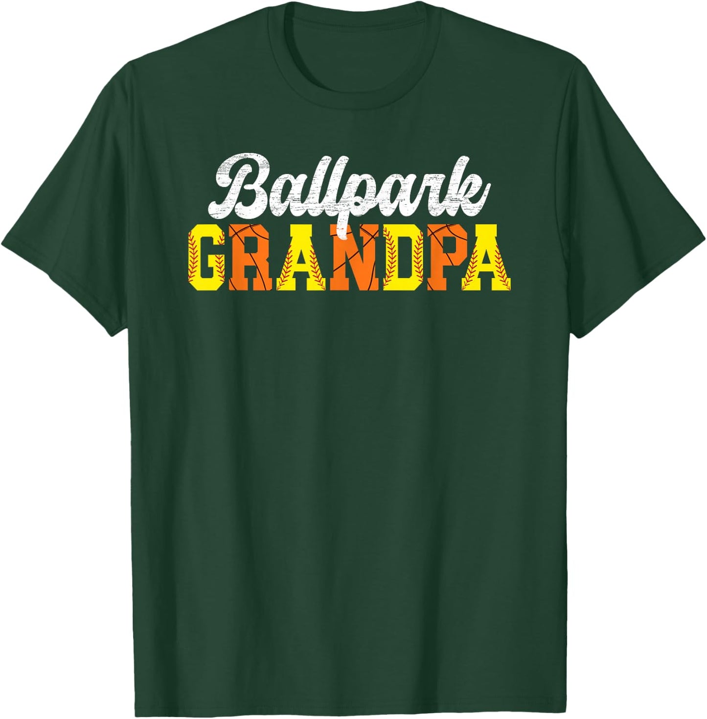 Ballpark Grandpa Softball Basketball Grandpa Of Ballers T-Shirt - T-Shirt | Forest