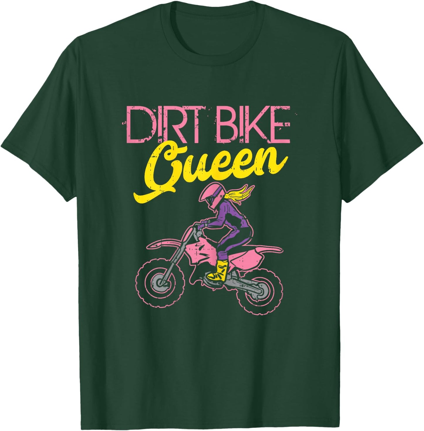Dirt Bike Queen Motocross Motorcycle Racing Girls Women Gift T-Shirt - T-Shirt | Forest