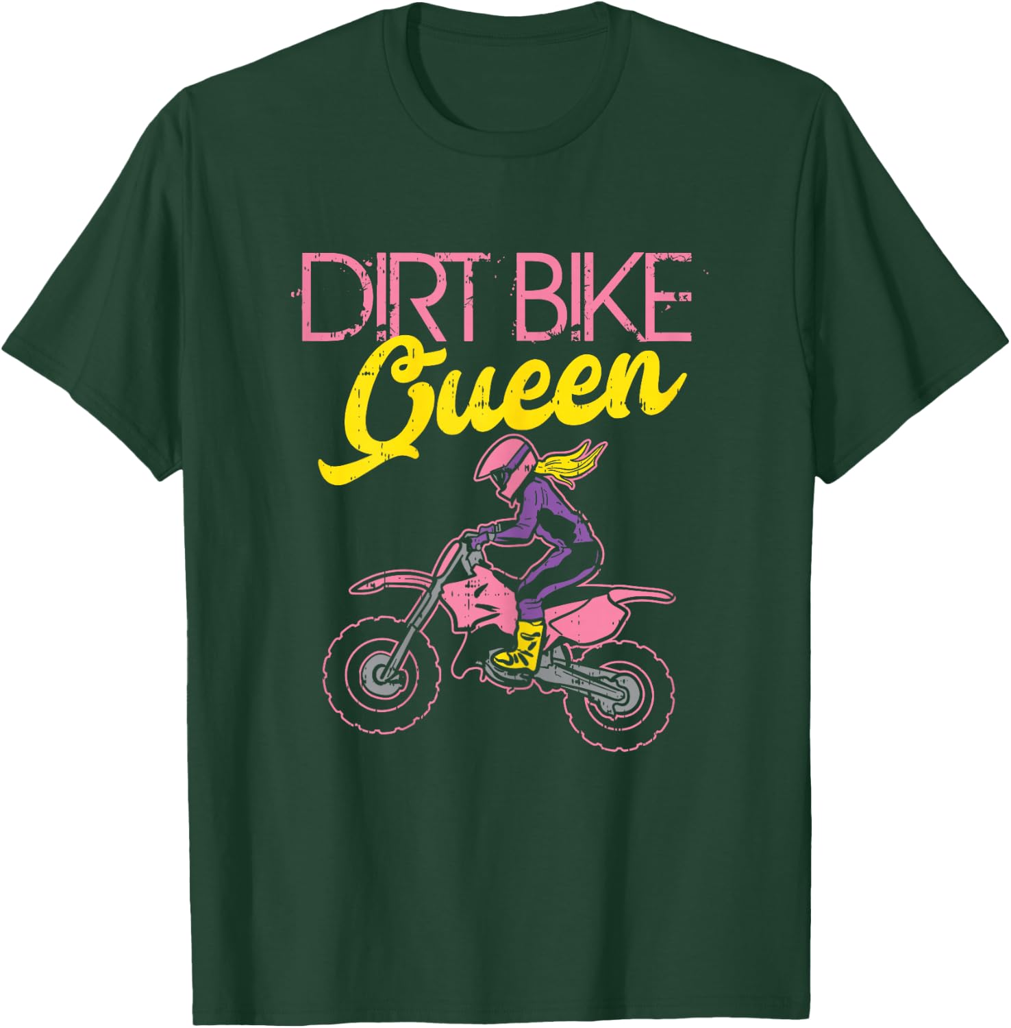Dirt Bike Queen Motocross Motorcycle Racing Girls Women Gift T-Shirt - T-Shirt | Forest
