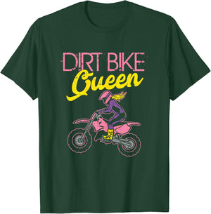Dirt Bike Queen Motocross Motorcycle Racing Girls Women Gift T-Shirt - T-Shirt | Forest
