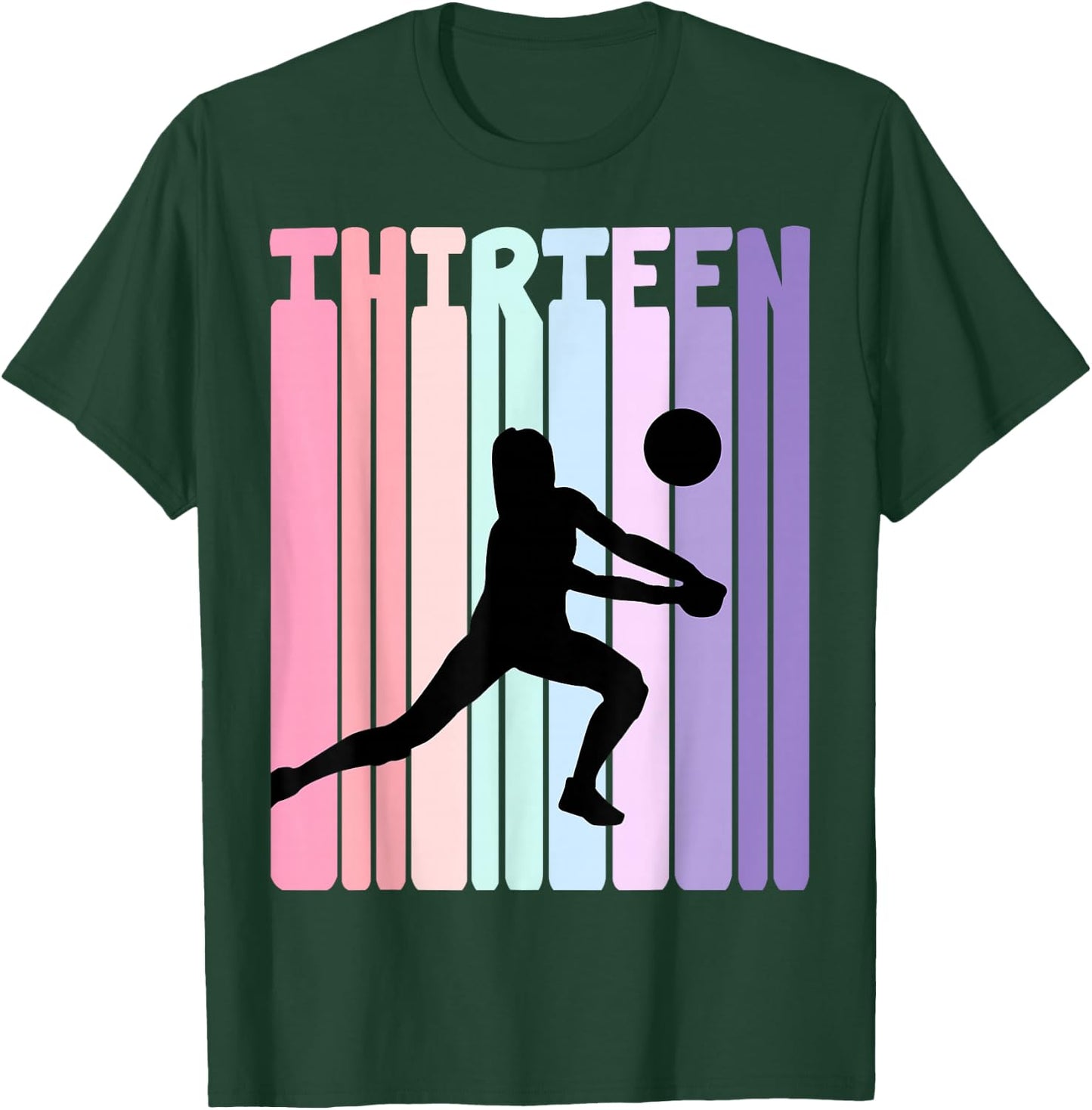13th Birthday Retro Volleyball Girl Player 13 Years Old Kids T-Shirt - T-Shirt | Forest