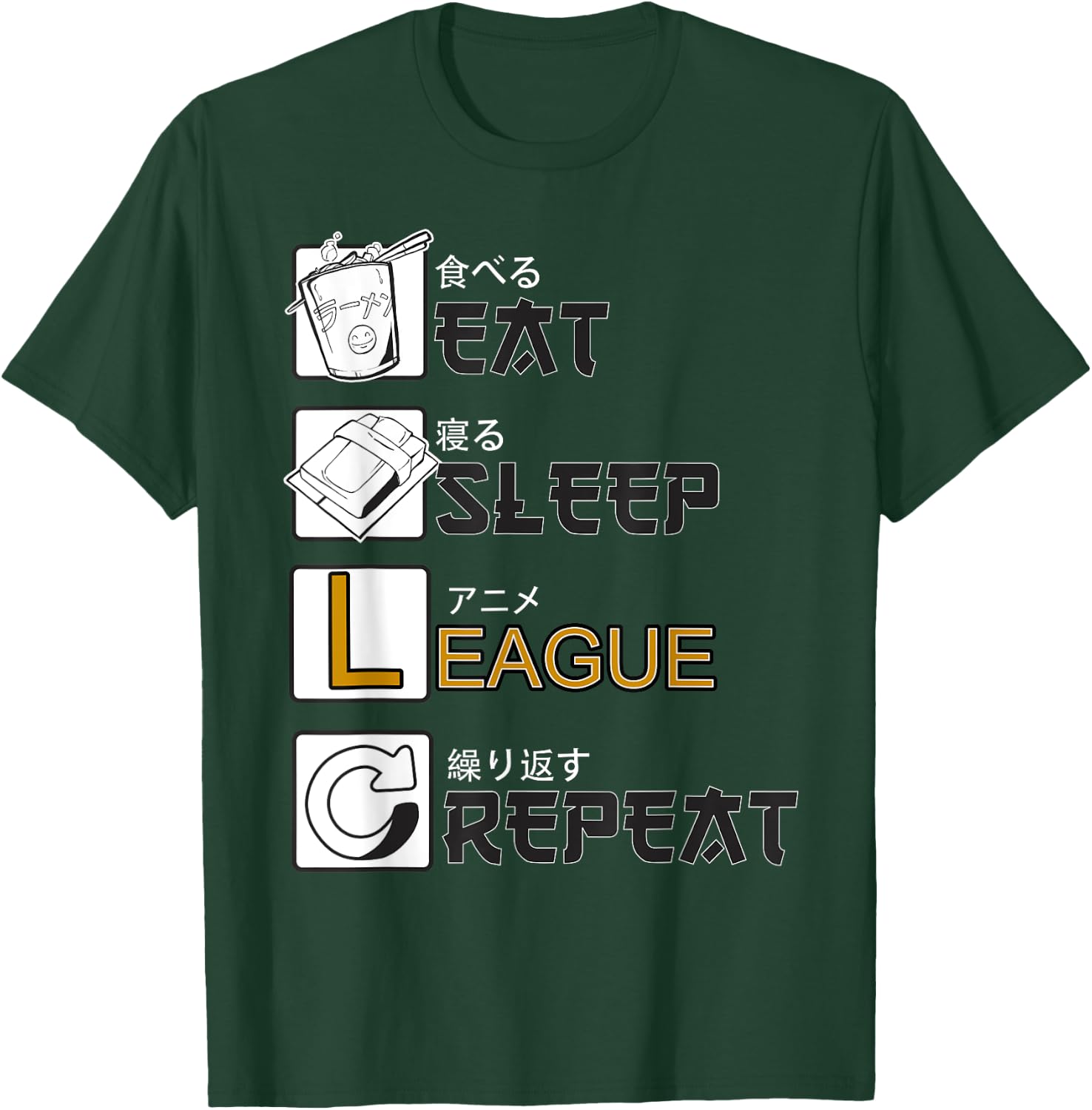 Eat Sleep League Repeat Gamer Gaming , black T-Shirt - T-Shirt | Forest