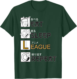 Eat Sleep League Repeat Gamer Gaming , black T-Shirt - T-Shirt | Forest