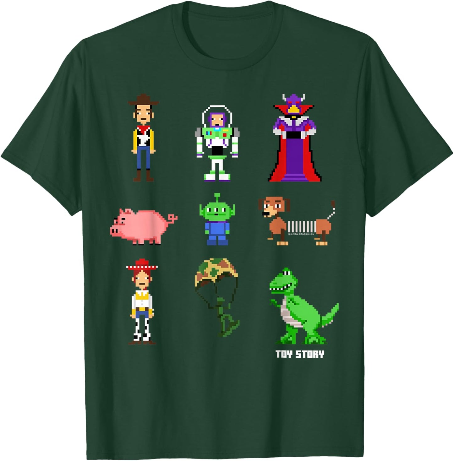 Disney Pixar Toy Story Pixel Toys 8 Bit Retro Style Icons T-Shirt - T-Shirt | Forest