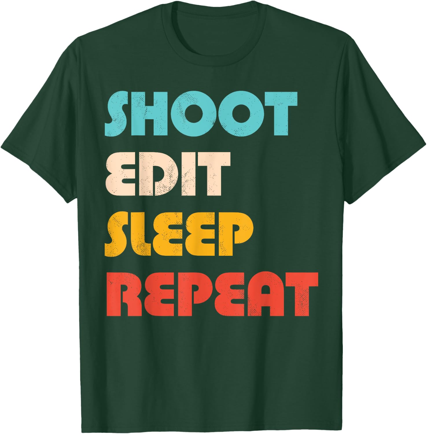 Photography Shoot Edit Sleep Repeat Photographer Camera Men T-Shirt - T-Shirt | Forest