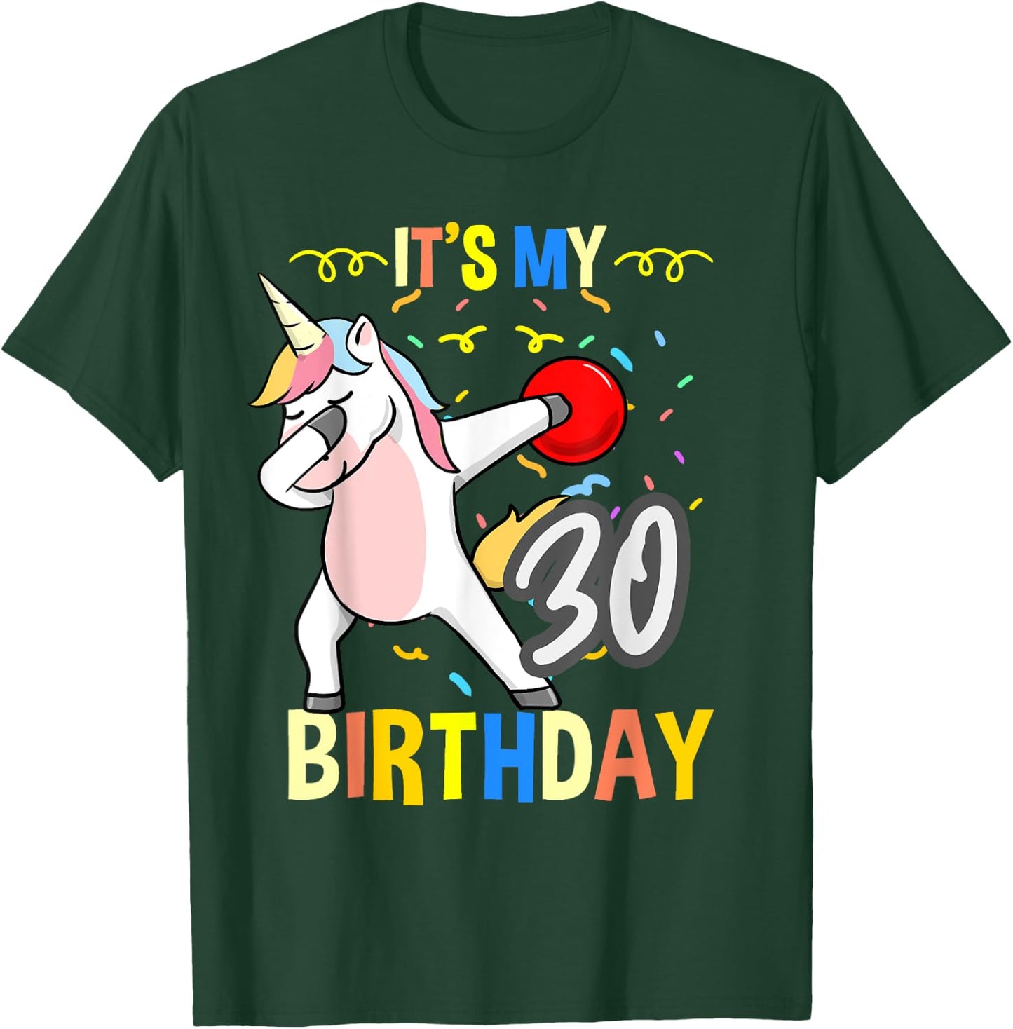 Its My 30th Birthday Dabbing Unicorn Bowling T-Shirt - T-Shirt | Forest