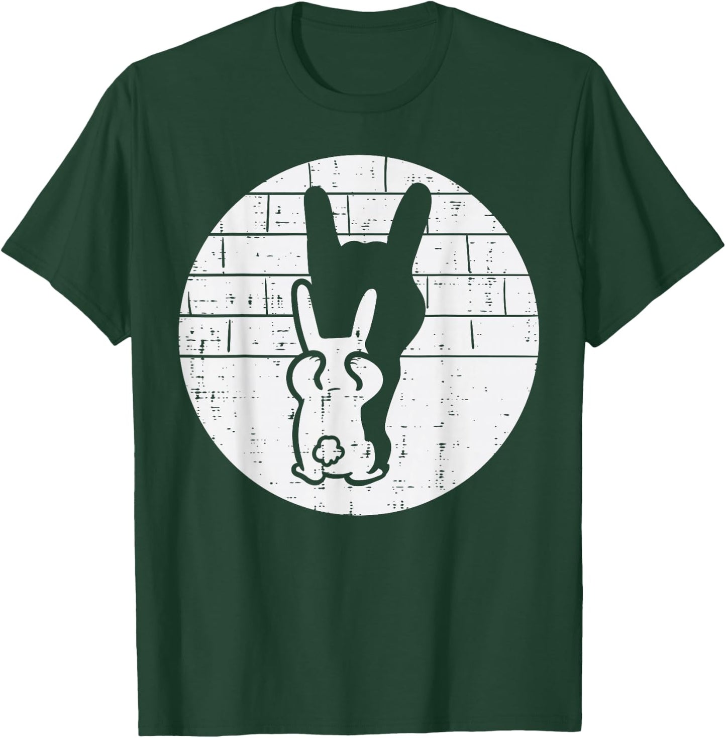 Easter Bunny Shadow Rock Hand Rabbit Rocker Boys Kids Men T-Shirt - T-Shirt | Forest