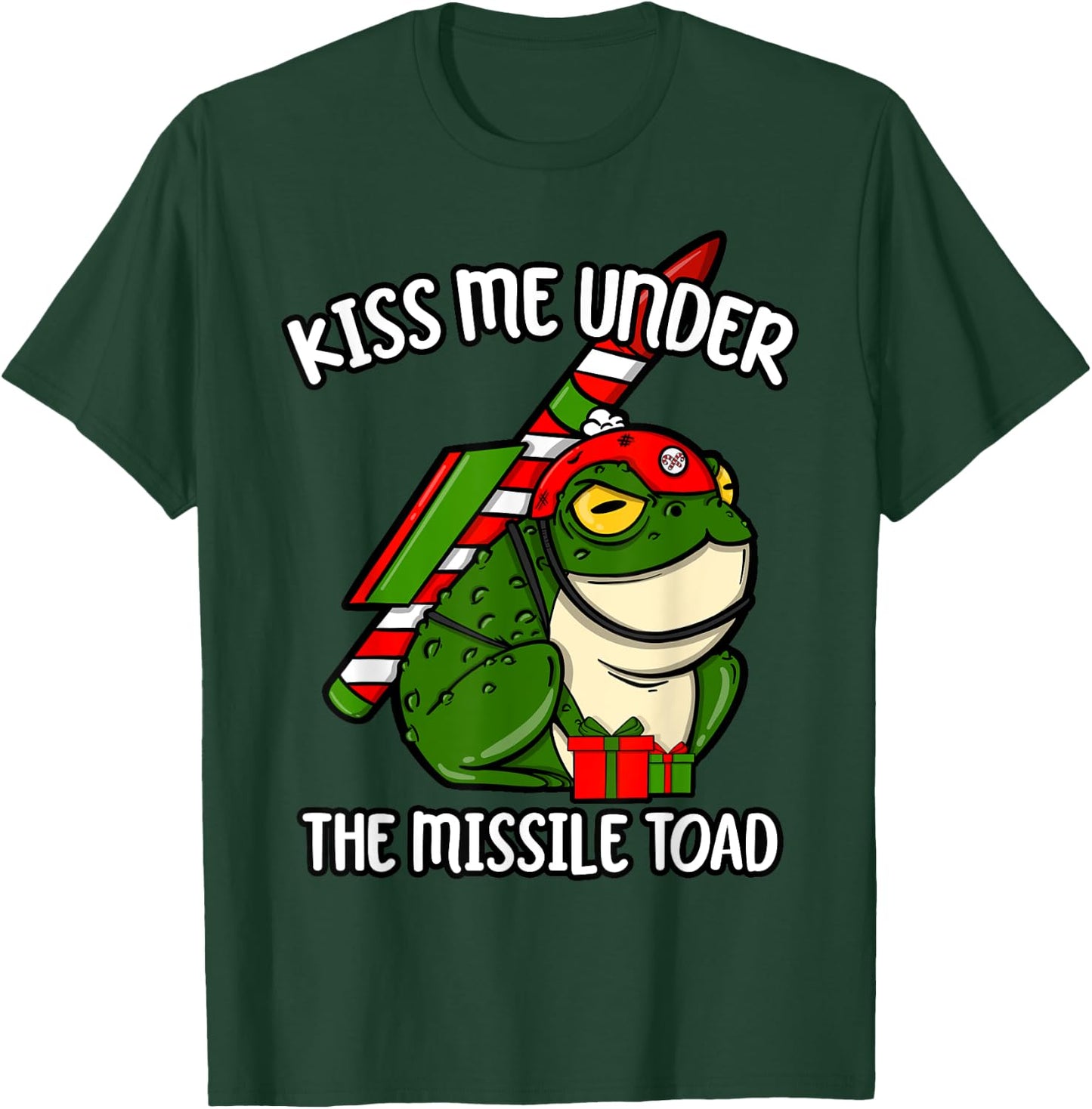 Kiss Me Under The Missile Toad Funny Christmas Holiday Joke T-Shirt - T-Shirt | Forest