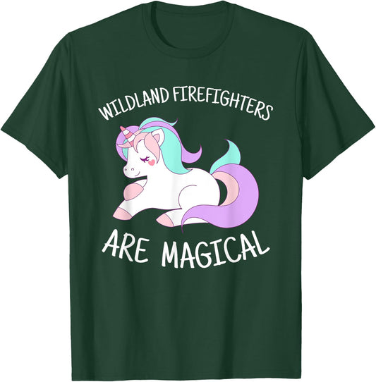 Cute Wildland Firefighter Unicorn Shirt Gift T-Shirt - T-Shirt | Forest