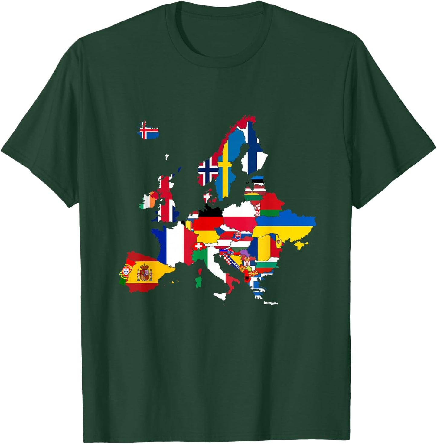 Europe,European flags,Flags of Europe,Europe map. T-Shirt - T-Shirt | Forest