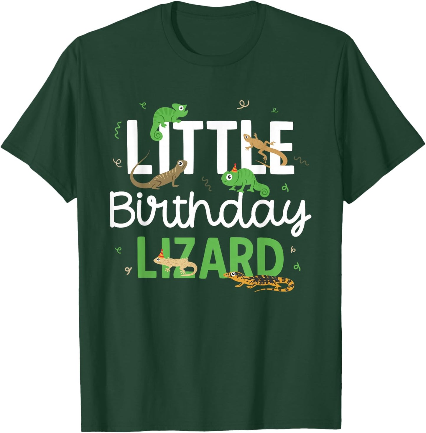 Kids Reptile Little Birthday Lizard Themed Birthday T-Shirt - T-Shirt | Forest