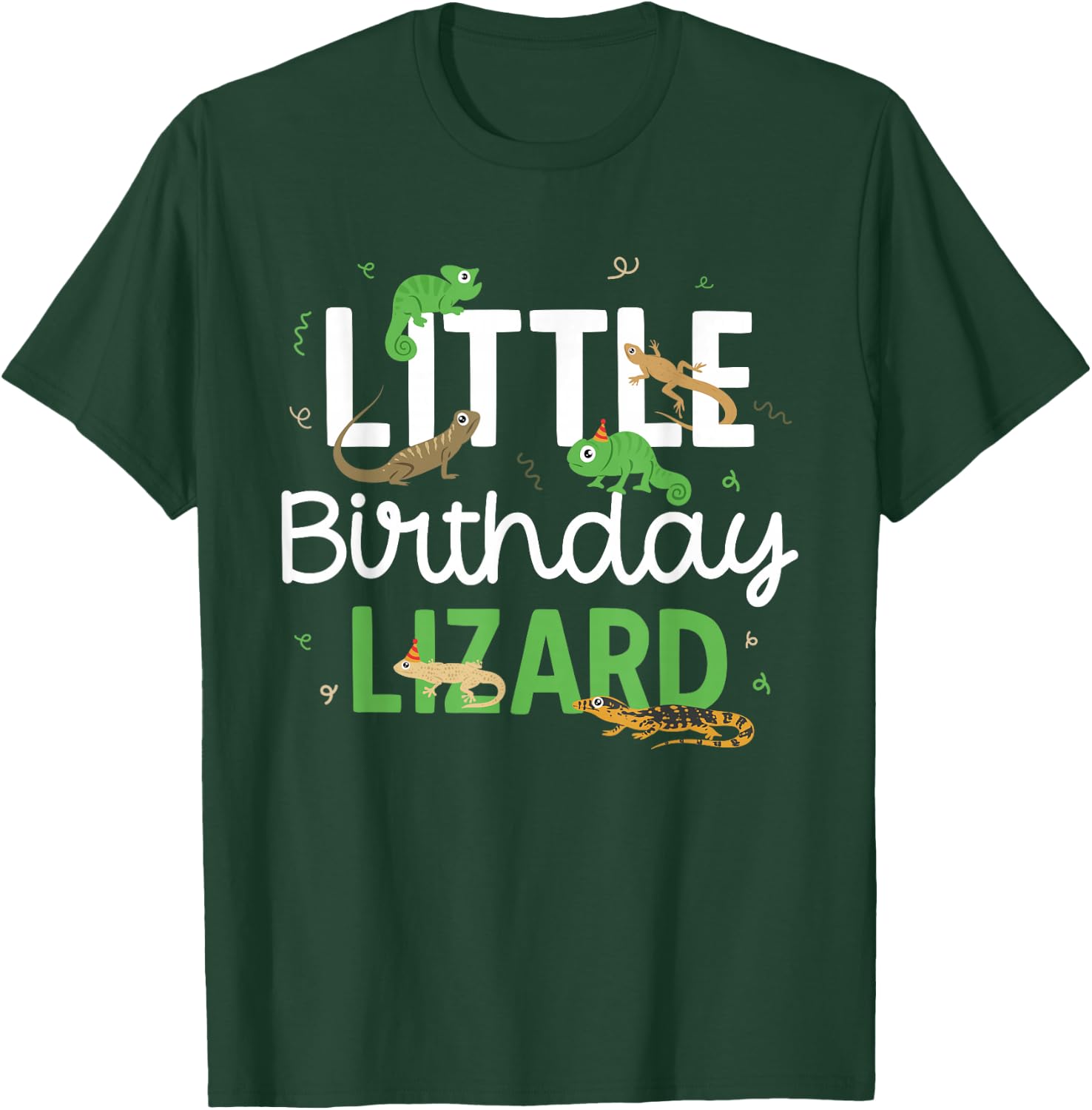 Kids Reptile Little Birthday Lizard Themed Birthday T-Shirt - T-Shirt | Forest