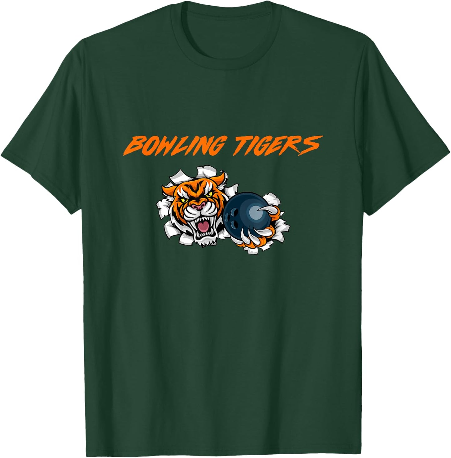 Cool Tiger With Bowling Ball Bowling Team Matching T-Shirt - T-Shirt | Forest