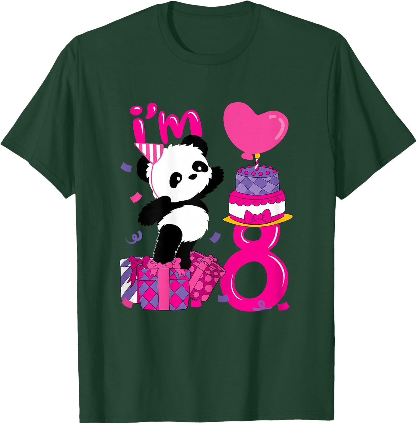 8 Years Old Girl Birthday Panda T-Shirt - T-Shirt | Forest