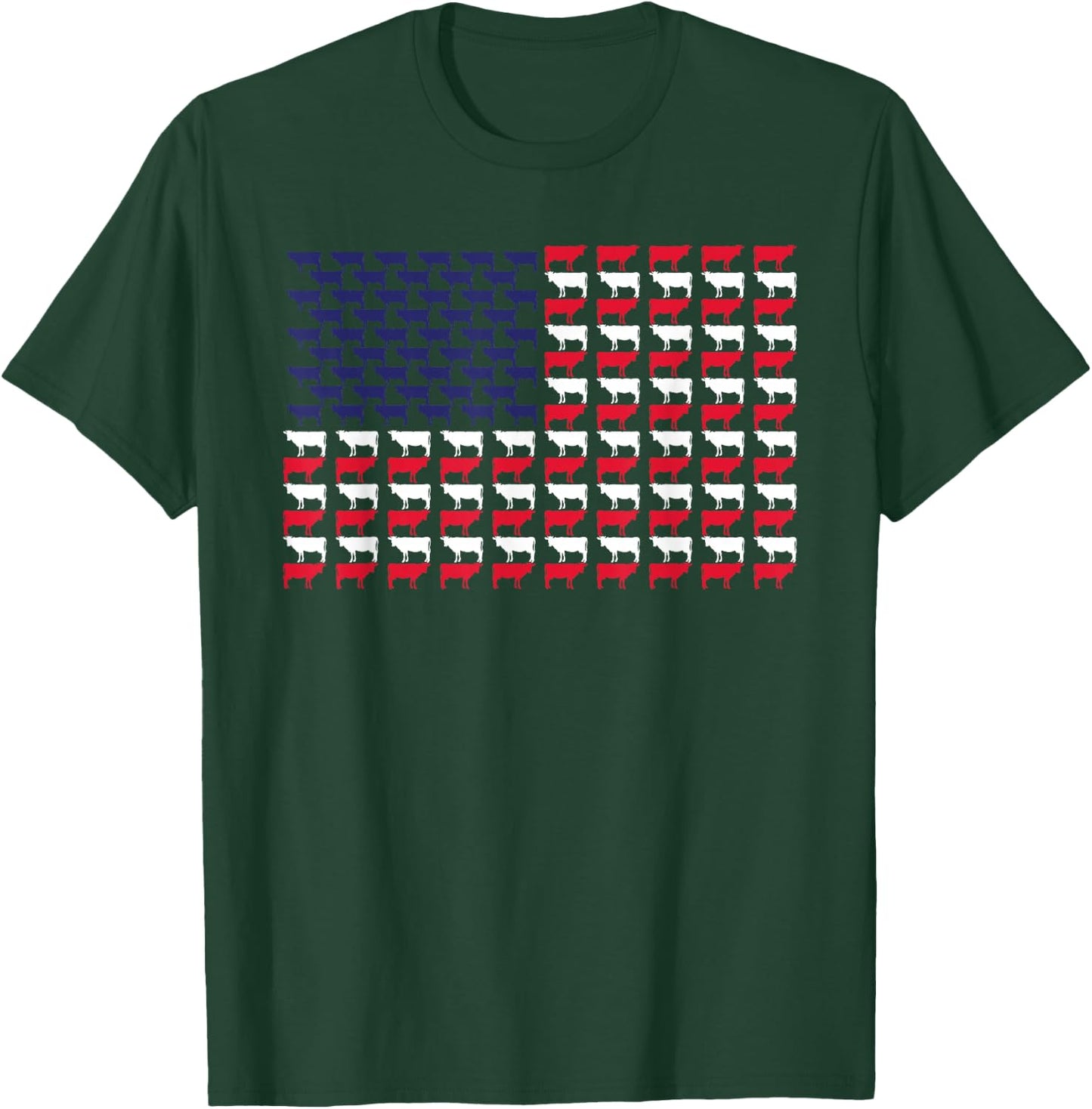 Cow American Flag 4th of July Patriotic T-Shirt - T-Shirt | Forest