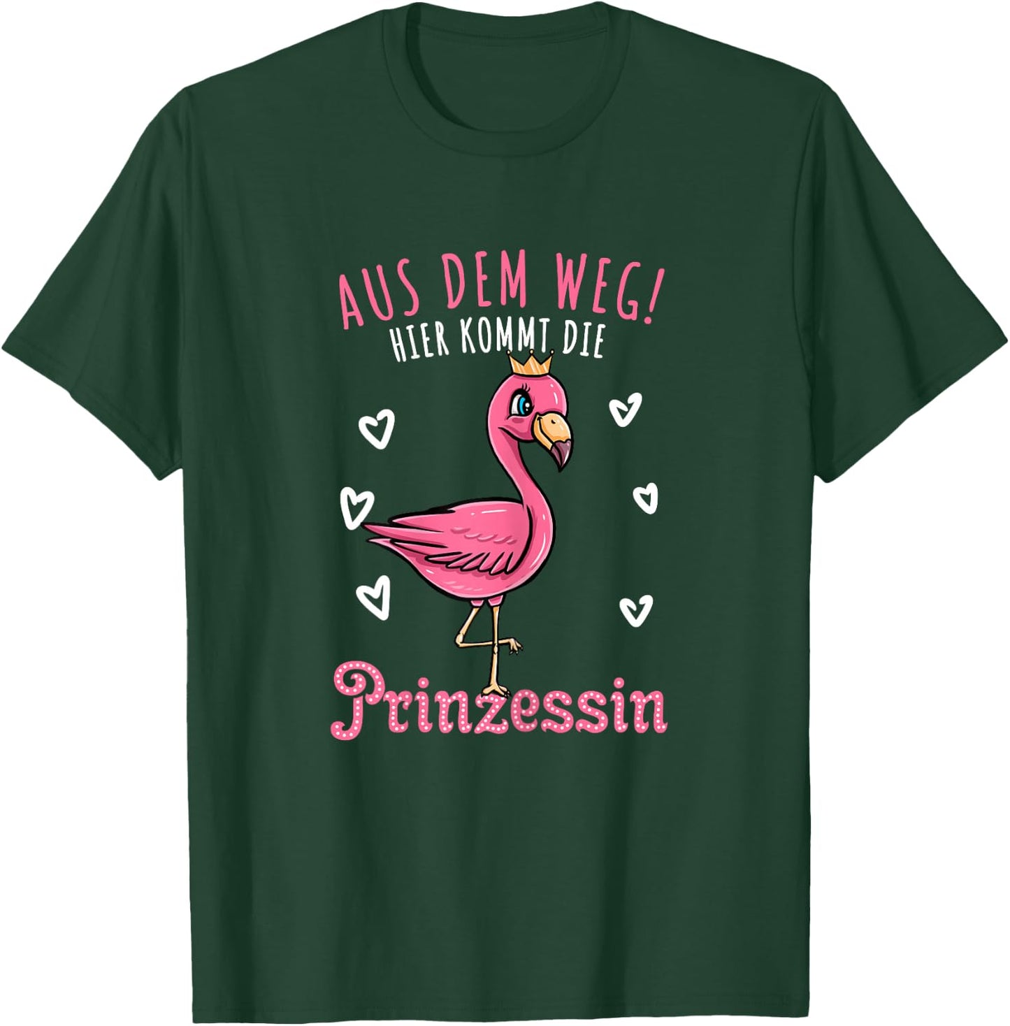 Hier Kommt Die Prinzessin Flamingo Mädchen , black T-Shirt - T-Shirt | Forest