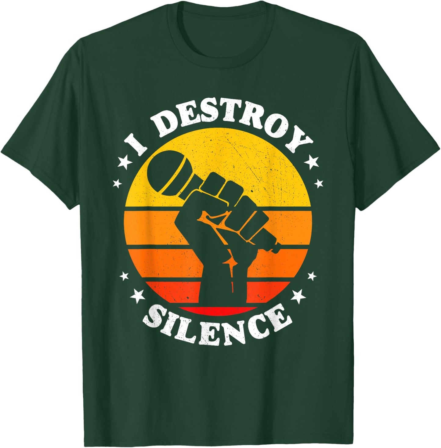 I Destroy Silence Singer Microphone T-Shirt - T-Shirt | Forest