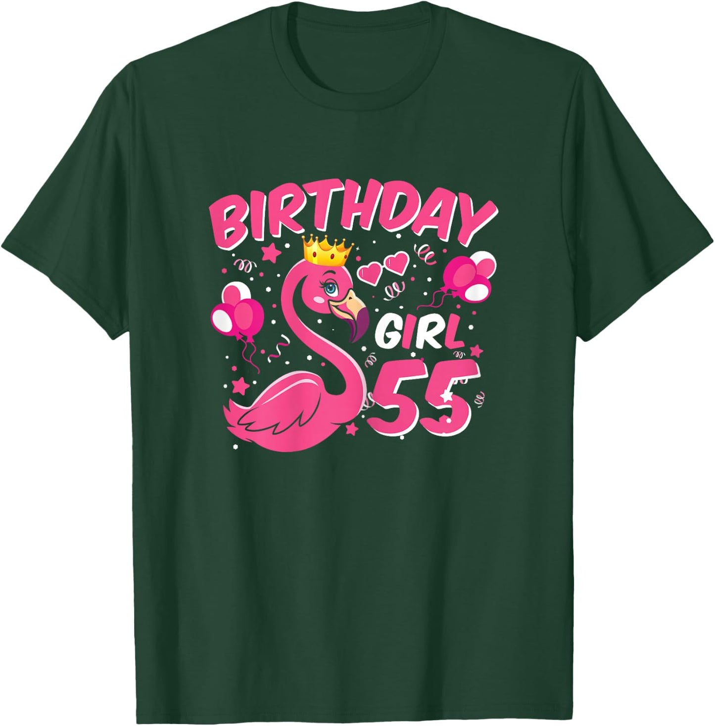 55th Birthday Gift Flamingo Fan 55 Year Old Women 55th Bday T-Shirt - T-Shirt | Forest