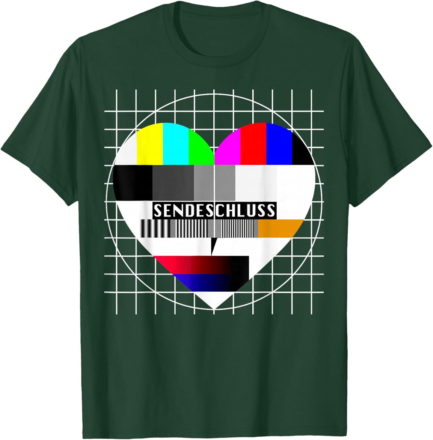 Testbild Heart Sendeschluss TV 90s Party 80s Costume T-Shirt - T-Shirt | Forest