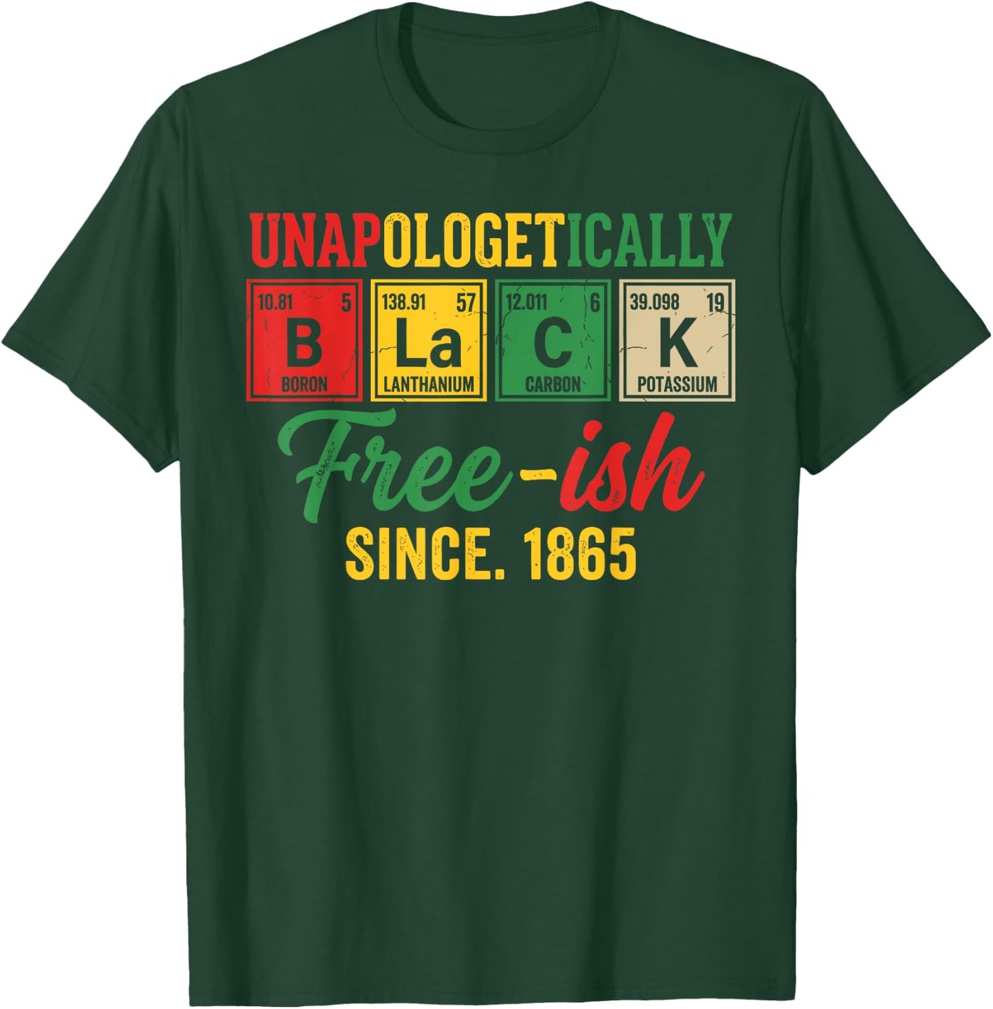 Unapologetically Black Periodic Juneteenth 1865 Celebration T-Shirt - T-Shirt | Forest