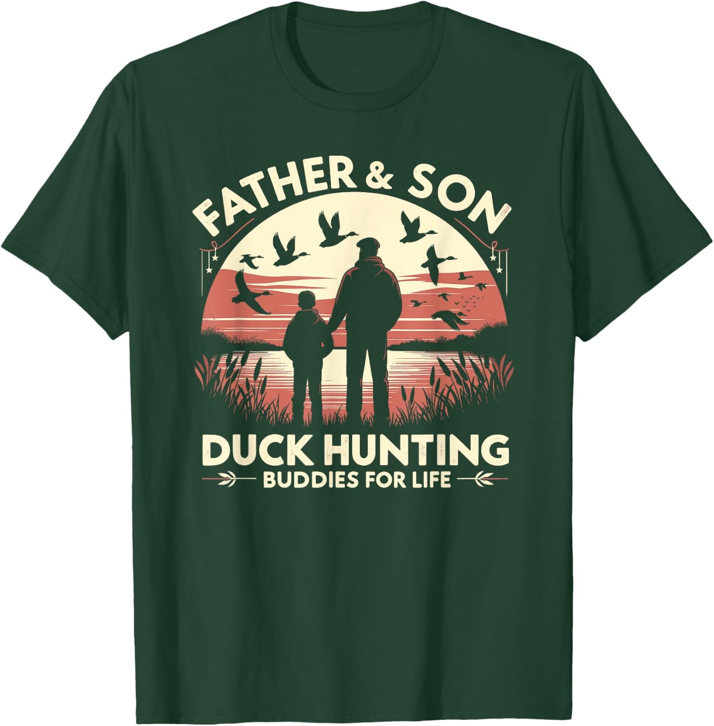 Duck Hunter Father & Son, Waterfowl Duck Hunting Buddies T-Shirt - T-Shirt | Forest