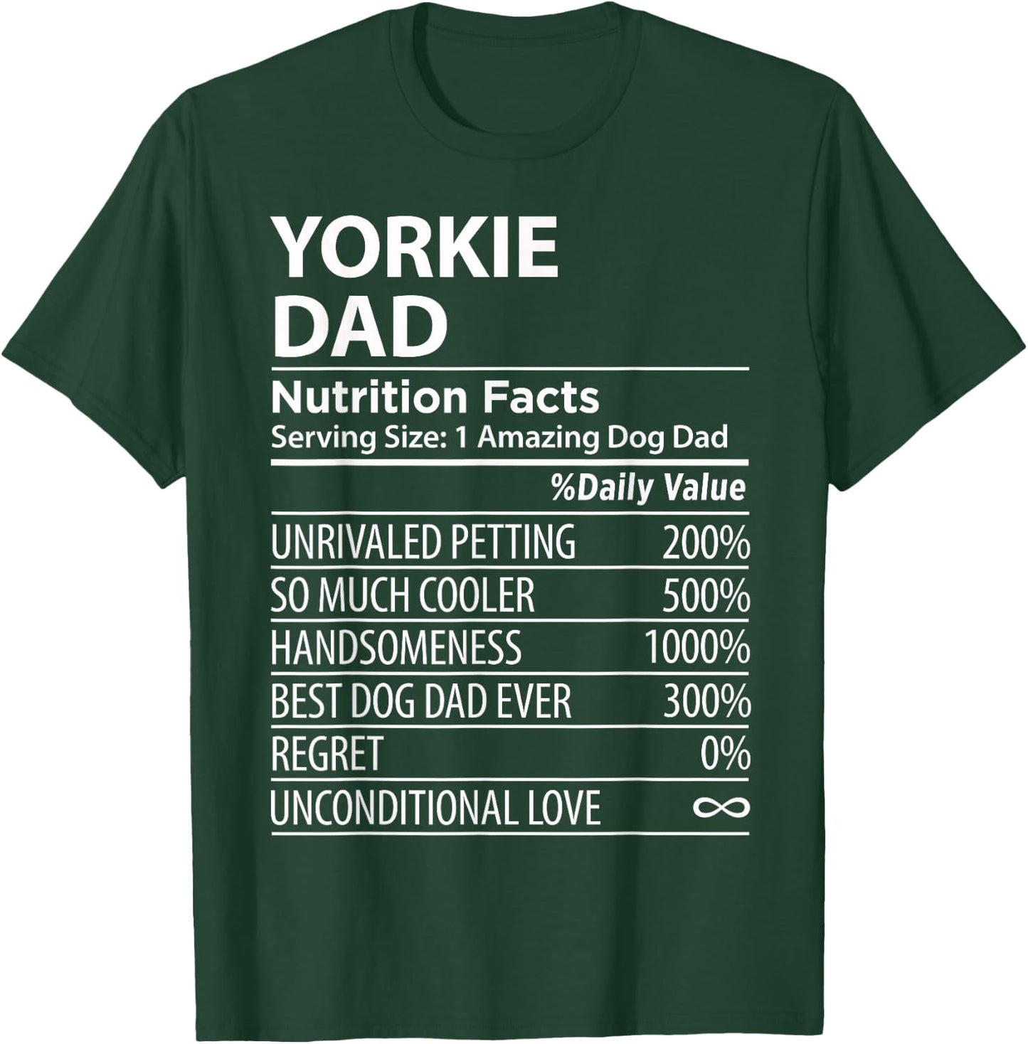 Yorkie Dad Nutrition Facts Funny Yorkie Dog Owner T-Shirt - T-Shirt | Forest
