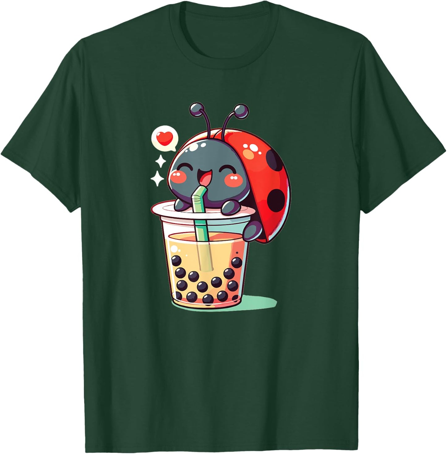 Kawaii Ladybug Bubble Tea Boba Ladybug T-Shirt - T-Shirt | Forest
