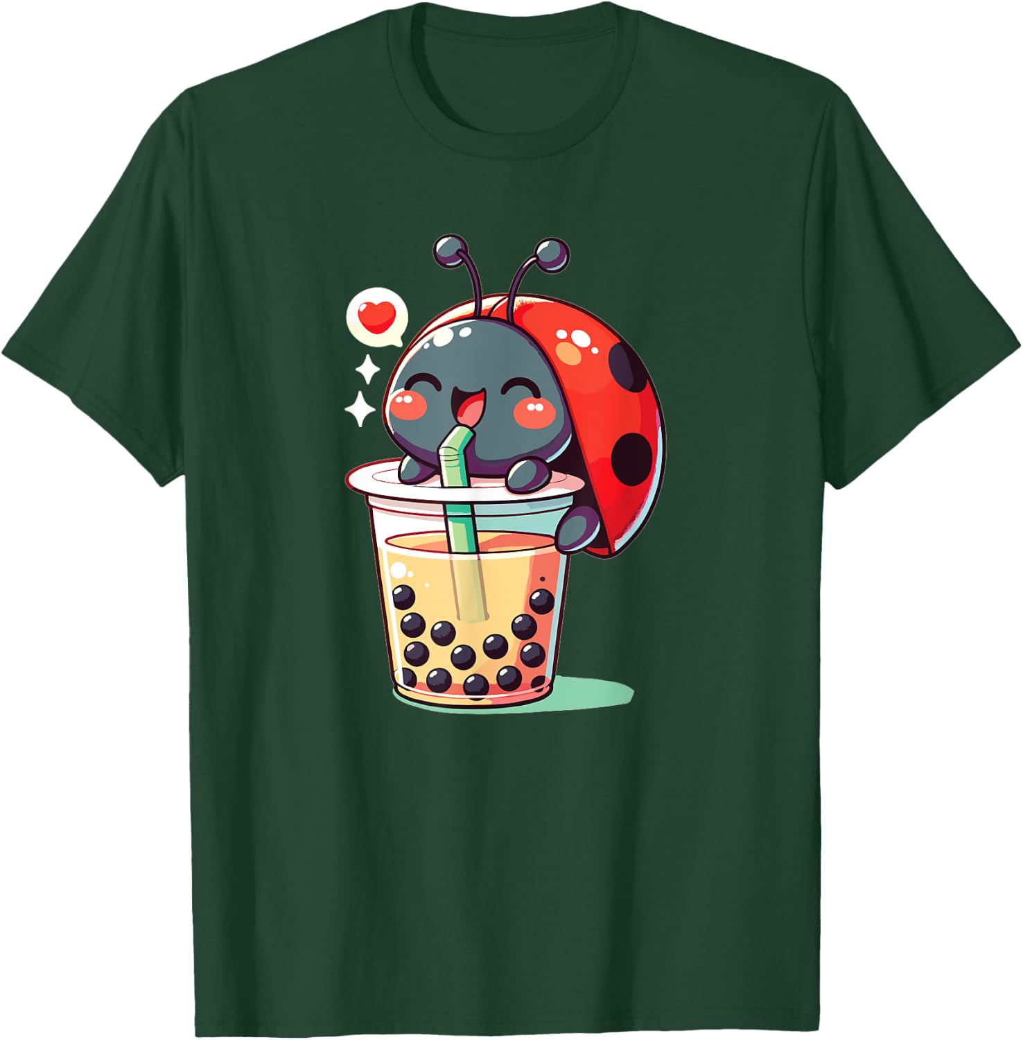 Kawaii Ladybug Bubble Tea Boba Ladybug T-Shirt - T-Shirt | Forest