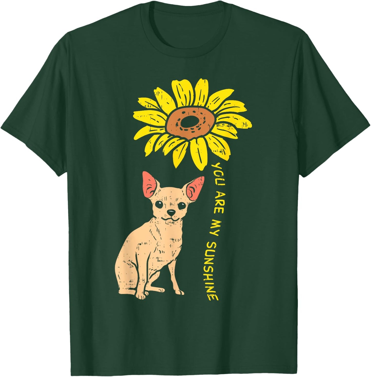 Sunflower Sunshine Chihuahua Chiwawa Dog Girls Women Gift T-Shirt - T-Shirt | Forest