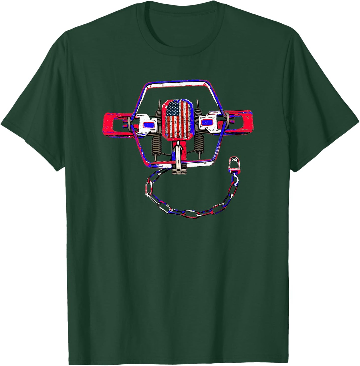 Trapping Shirt with a USA Flag Trap for Trappers Women Kids Men T-Shirt - T-Shirt | Forest