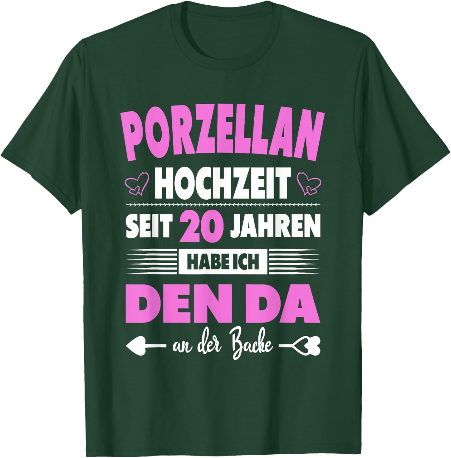20th Wedding Anniversary Wife 20 Years Marriage Porcelain Wedding , black T-Shirt - T-Shirt | Forest