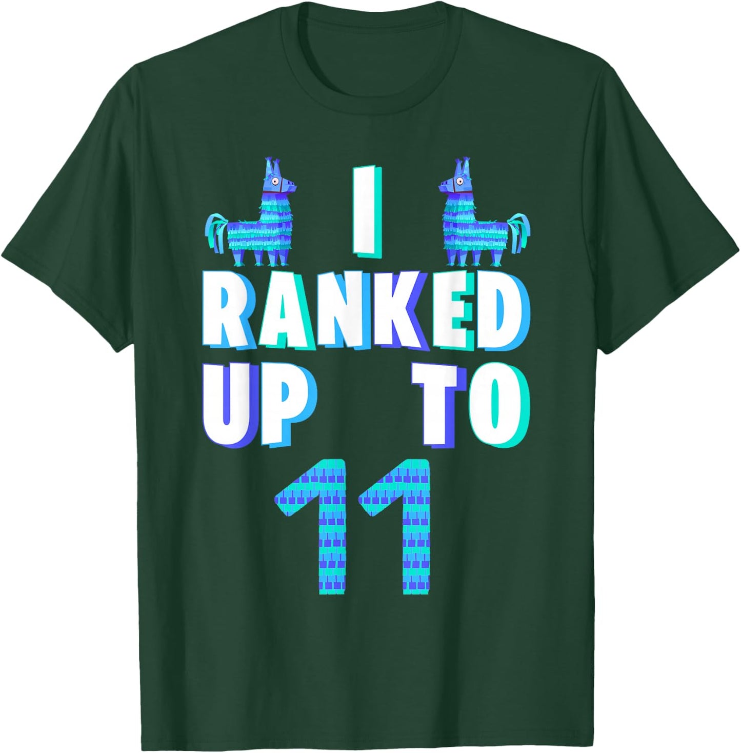 I Ranked Up To 11 Birthday Video Game Llama Piñata Birthday T-Shirt - T-Shirt | Forest